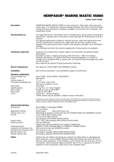 hempel product data sheets