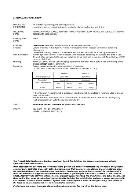 hempel product data sheets