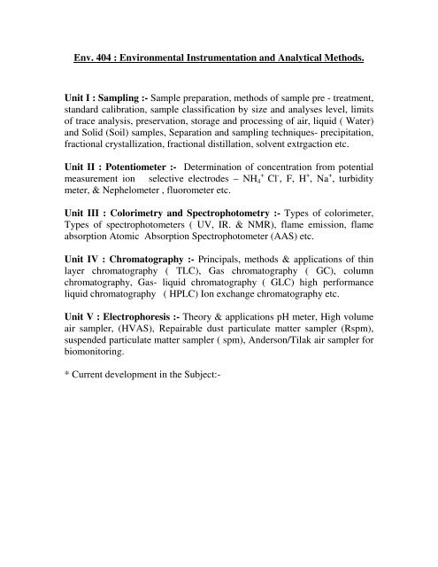 Env.401: Concepts of Ecology & Biodiversity: -