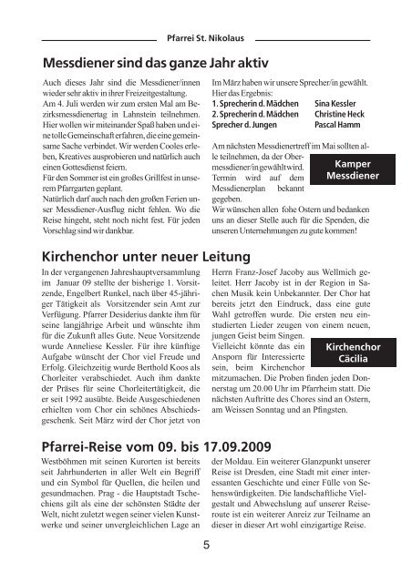 Pfarrbrief Ostern 2009 - St. Nikolaus Kamp-Bornhofen