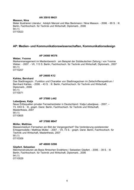 Bachelor-, Diplom- und Masterarbeiten an der FHTW - HTW Berlin