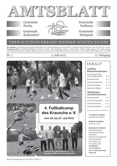 4. Fußballcamp des Krauscha e. V. - Verwaltungsverband Weißer ...