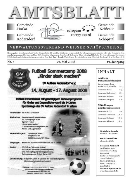 Ausgabe Nr. 6 vom 23. Mai 2008 - Gemeinde Kodersdorf