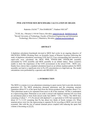 PWR AND WWER MOX BENCHMARK CALCULATION BY HELIOS