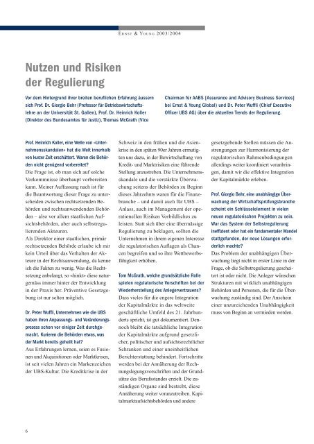 Nutzen und Risiken der Regulierung - Home - Ernst & Young ...