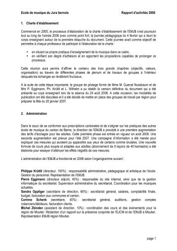 Ecole de musique du Jura bernois Rapport d'activités 2006 ... - EMJB