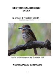 NeoBirding index vols 1-9 - Neotropical Bird Club