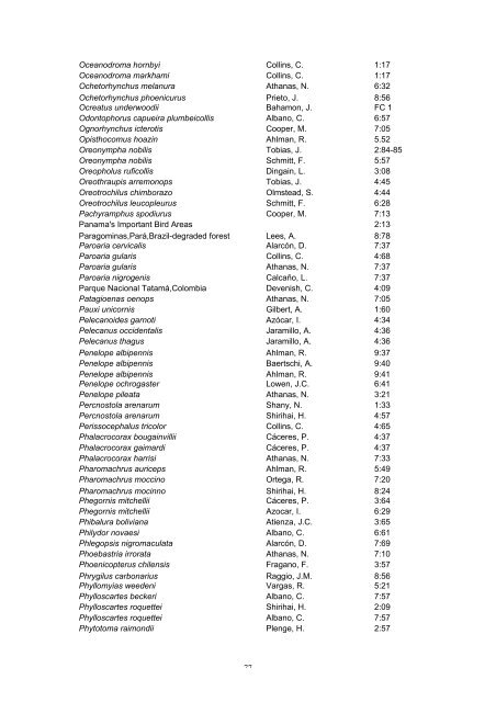 NeoBirding index vols 1-9 - Neotropical Bird Club