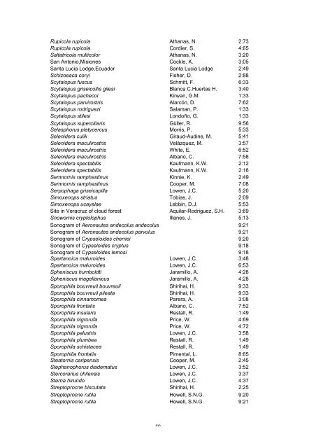 NeoBirding index vols 1-9 - Neotropical Bird Club