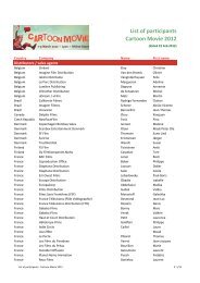 List of participants Cartoon Movie 2012