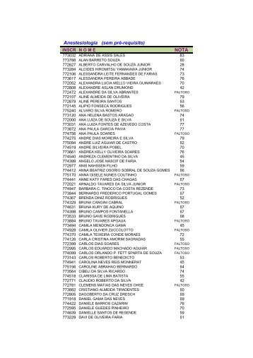 NOTA Anestesiologia (sem pré-requisito)