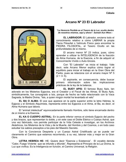 REVISTA “Sabiduría del Ser” Nº 23 - Instituto Cultural Quetzalcoatl