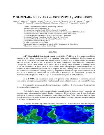 2 OLIMPIADA BOLIVIANA de ASTRONOMÍA y ASTROFÍSICA - SciELO