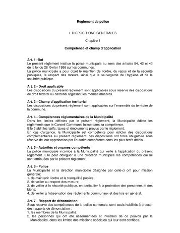 Règlement de police I. DISPOSITIONS GENERALES ... - Eysins