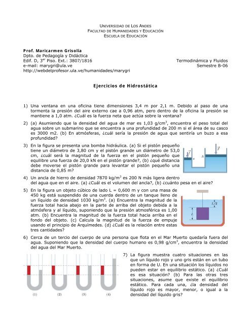 Ejercicios de Hidrostática - Web del Profesor - ULA