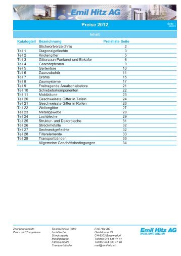 Preise 2012 - Emil Hitz AG