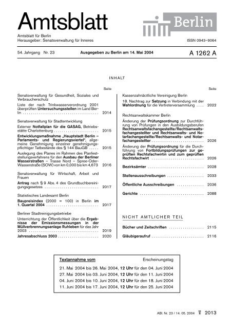 Amtsblatt - Rechtsanwaltskammer Berlin