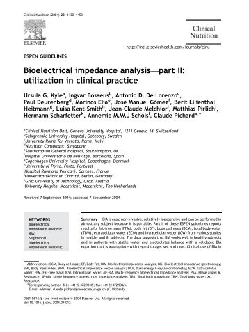 Bioelectrical impedance analysis—part II: utilization in clinical practice