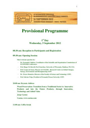 Provisional Programme - Universidade Fernando Pessoa