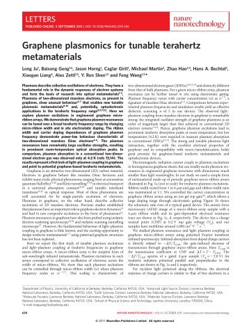 Graphene plasmonics for tunable terahertz metamaterials - Physics