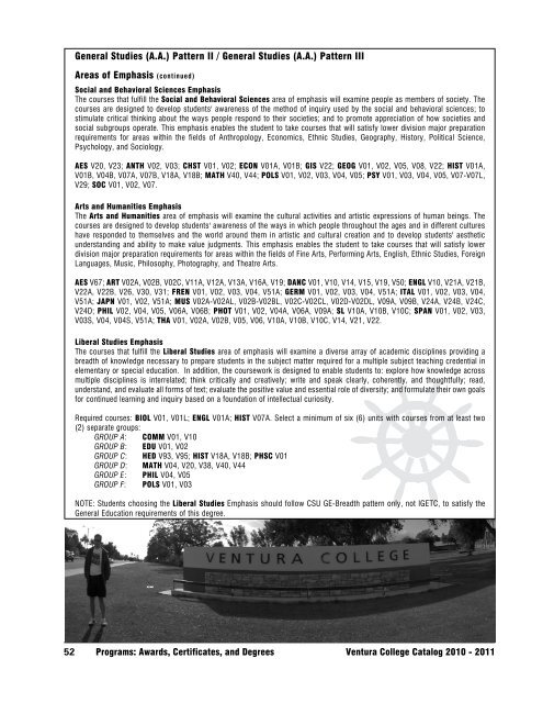 2011 General CataloG & announCement of Courses - Ventura College