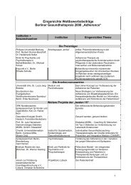 Eingereichte Wettbewerbsbeiträge Berliner Gesundheitspreis 2008 ...