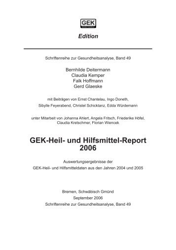 GEK Report: Heil- und Hilfsmittel-Report 2006 - Presse