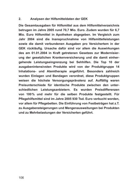 GEK Report: Heil- und Hilfsmittel-Report 2006 - Presse