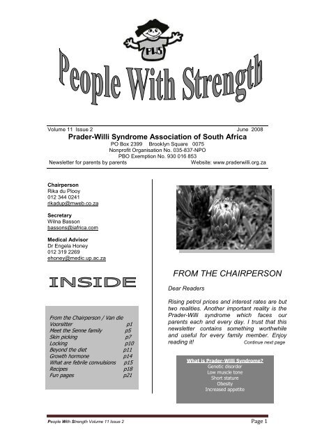 June 2008 - Prader-Willi Syndrome Association (South Africa)