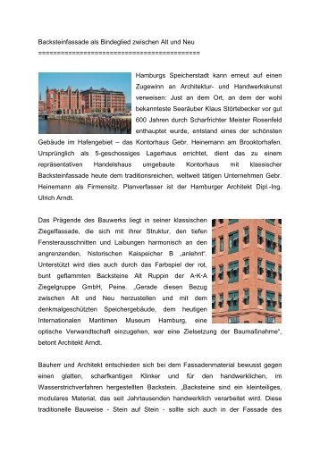 Backsteinfassade als Bindeglied zwischen Alt und Neu ...