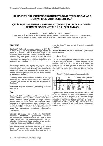 High purity pig iron production by using steel - IATS'09 - Karabük ...