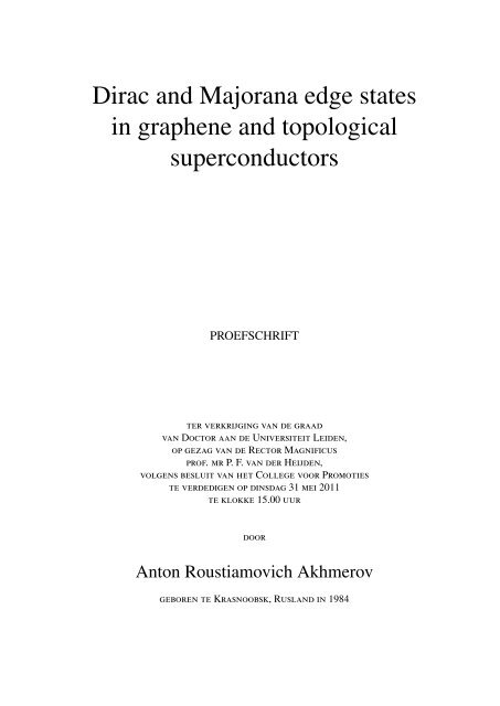 Dirac and Majorana edge states in graphene and - Universiteit Leiden