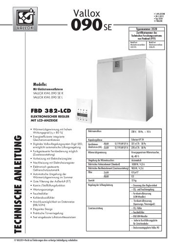 vallox kwl 090 se - HEINEMANN GmbH