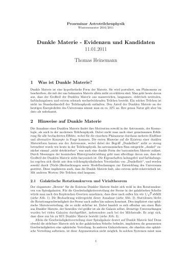 Dunkle Materie - Evidenzen und Kandidaten 11.01.2011 ... - Desy