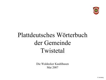 Plattdeutsches Wörterbuch der Gemeinde Twistetal - bei den ...