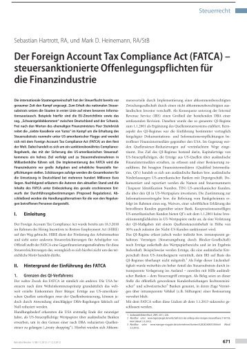 Der Foreign Account Tax Compliance Act (FATCA ... - BDO