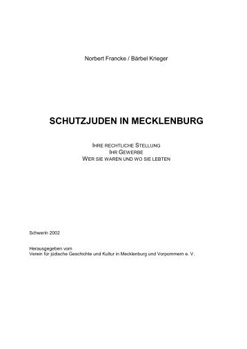 Schutzjuden in Mecklenburg-Vorpommern - von Norbert Francke