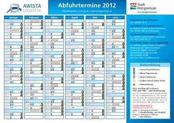 Abfallkalender Heiligenhaus 2012 / ohne Preisausschreiben - Awista