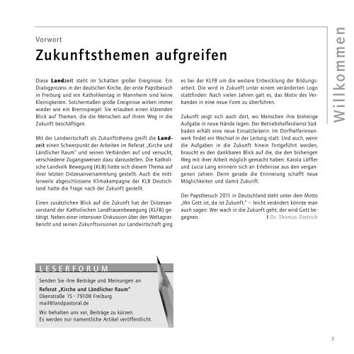 Die Landzeit 01-2011. - Katholische Landfrauenbewegung