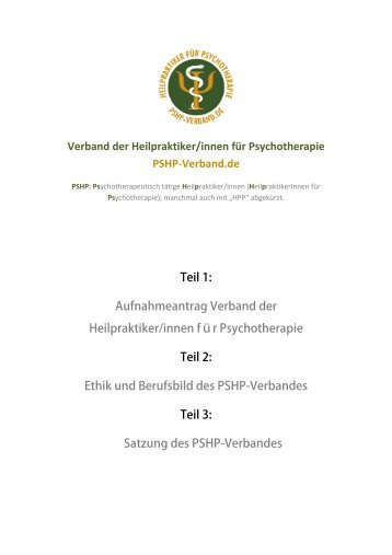 Verband der Heilpraktiker/innen für Psychotherapie PSHP-Verband ...