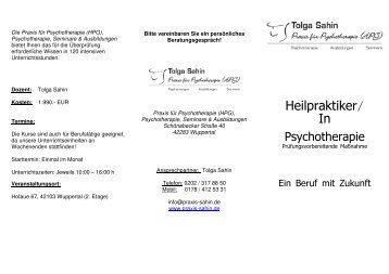 Heilpraktiker Flyer - Praxis für Psychotherapie Tolga Sahin