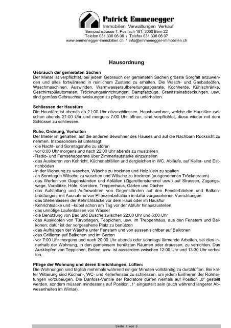 Hausordnung / Waschküchenordnung