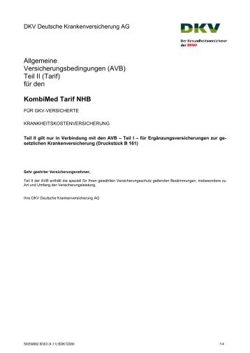 PDF-Datei: Beschreibung KombiMed Tarif NHB ... - DKV