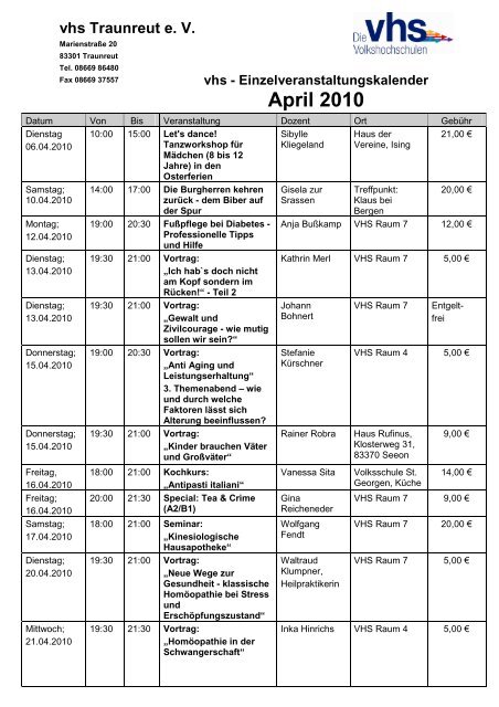 April 2010 - Volkshochschule Traunreut