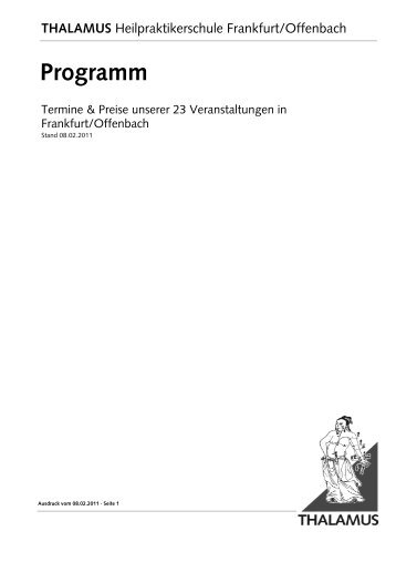 Ausbildungsprogramm THALAMUS Heilpraktikerschule Frankfurt