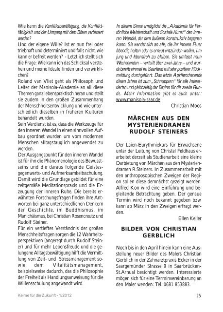 Keimeheft 1 / 2012 - bei Keime für die Zukunft