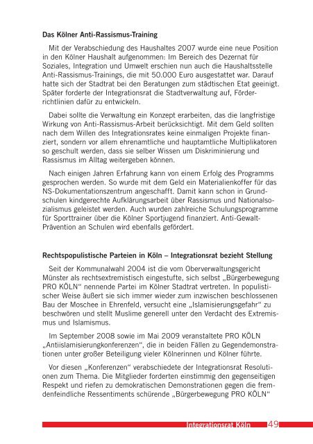 Tätigkeitsbericht des Integrationsrates 2004-2009 - Förderverein ...