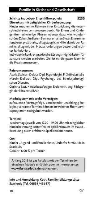Jahresprogramm FBS/Elternservice 2012 - Saarlouis.de