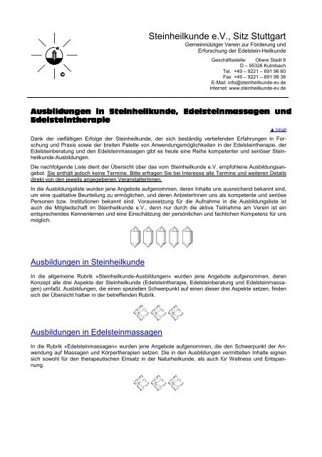 Download Ausbildungsliste - beim Steinheilkunde eV