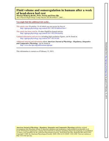 Fluid volume and osmoregulation in humans after a week of head ...